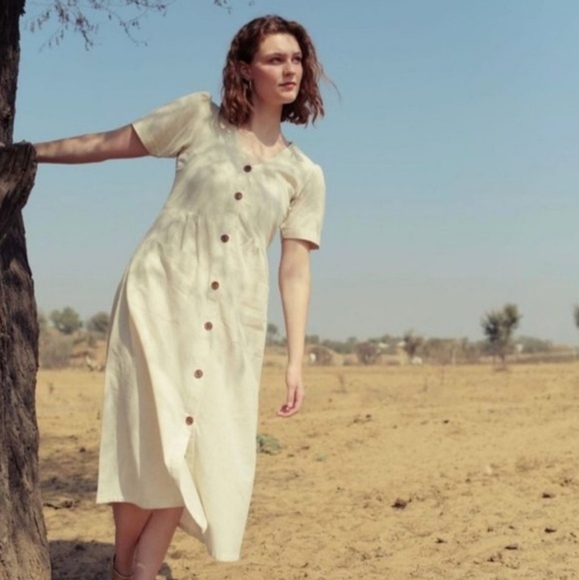 Pana Mina Cotton Flax Midi Dress - Picture 8 of 8